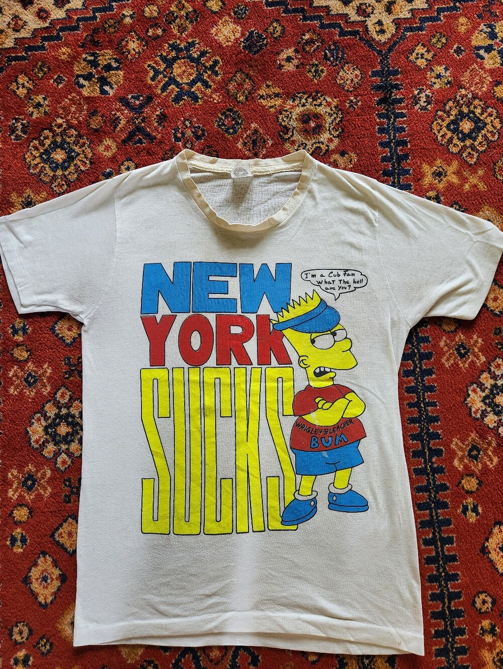 Vintage 90s Bart Simpson Chicago Cubs Fan T Shirt
